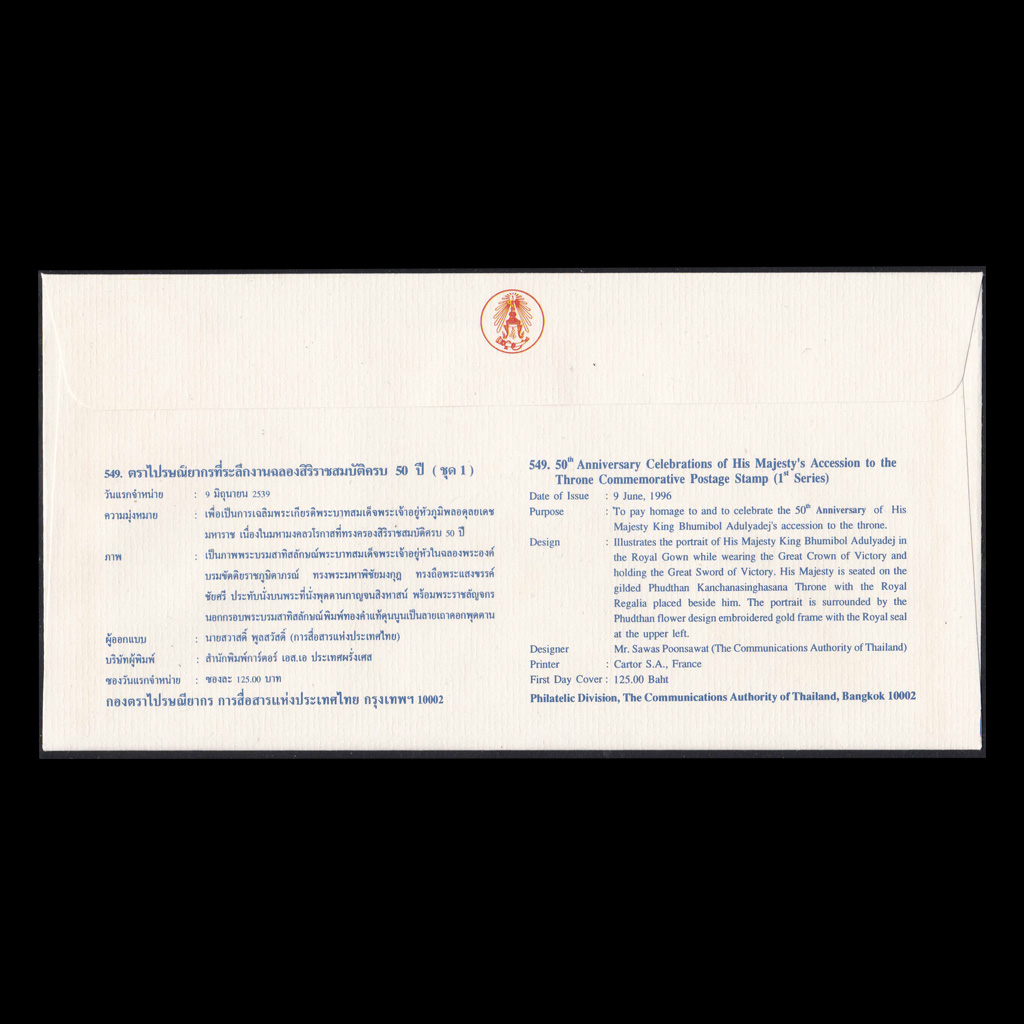 ซองงานฉลองสิริราชสมบัติครบ 50 ปี (ชุด1) + ลายเซ็นต์ผู้ออกแบบ