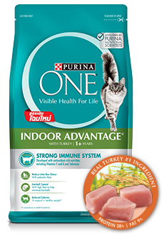 Purina One Adult Indoor advantage formula 380 g. เพียวริน่า วัน อาหารเม็ดสำหรับแมวโต สูตรแมวเลี้ยงในบ้าน ขนาด 380 กรัม