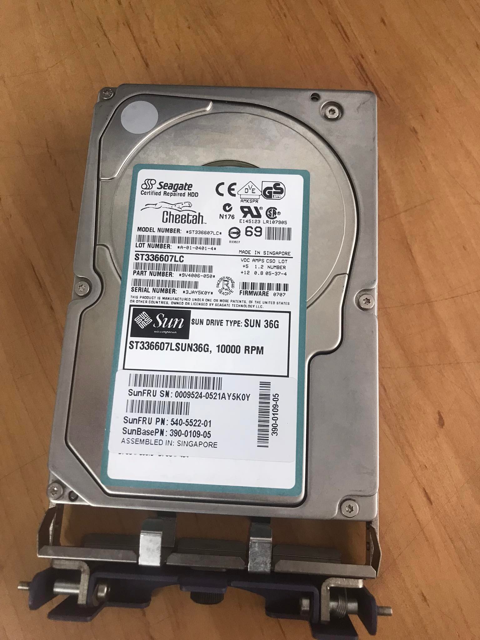 SUN / SEAGATE 36GB 10K SCSI 3.5" HDD w/Caddy, // 540-5522 / 540-5522-01 / ST33667LC (Used) // สินค้ารับประกัน โดย บริษัท อะไหล่เซิร์ฟเวอร์ จำกัด