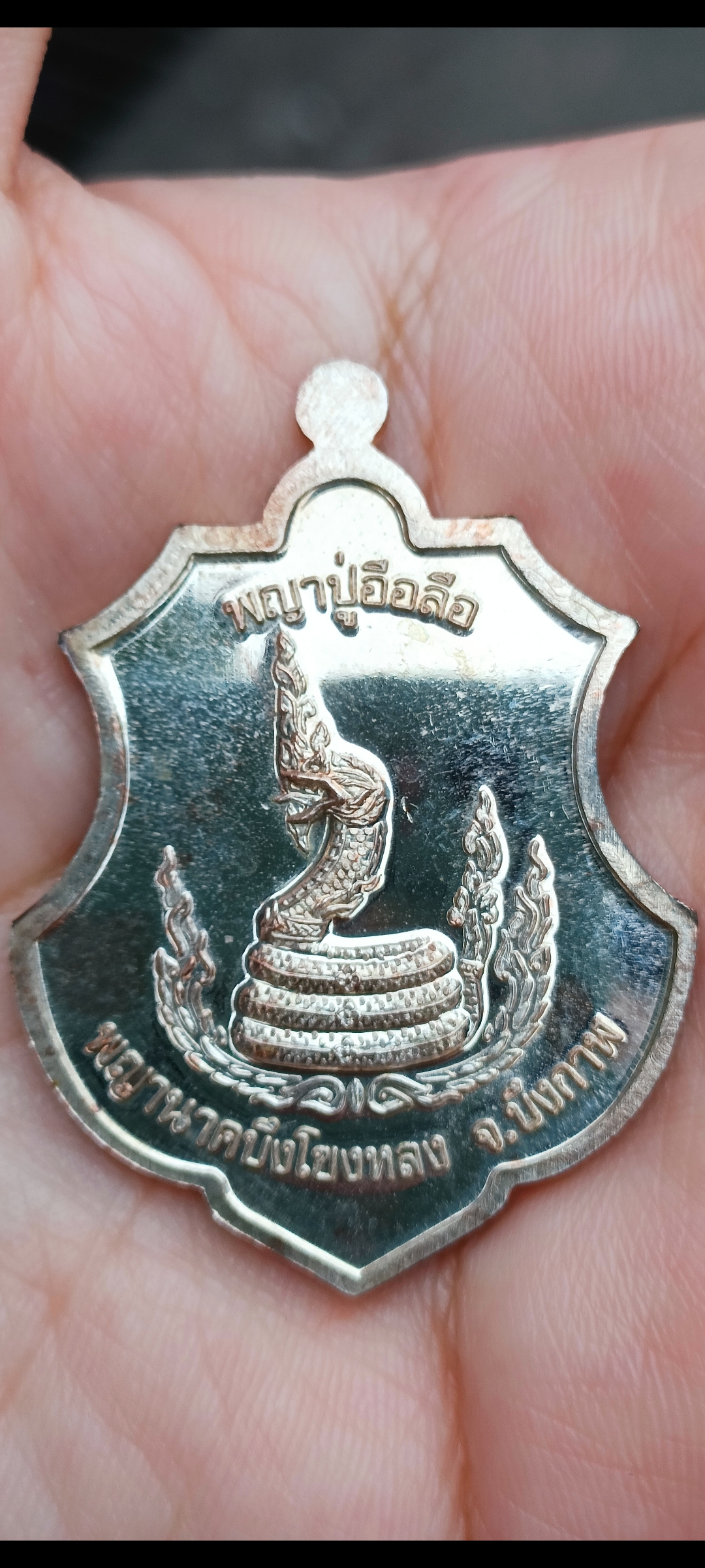 เหรียญพญาปู่อือลือ #รุ่นแรก พญานาคบึงโขงหลง จ.บึงกาฬ ปี 2556 เนื้อนวะ จำนวนจัดสร้าง 59 เหรียญ