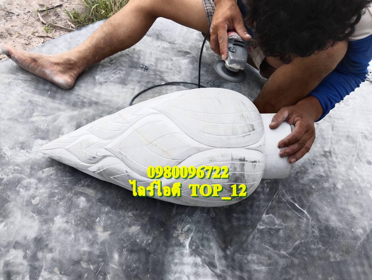 บัวหัวเสาร์หินอ่อนแบบแกะลายดอกบัว