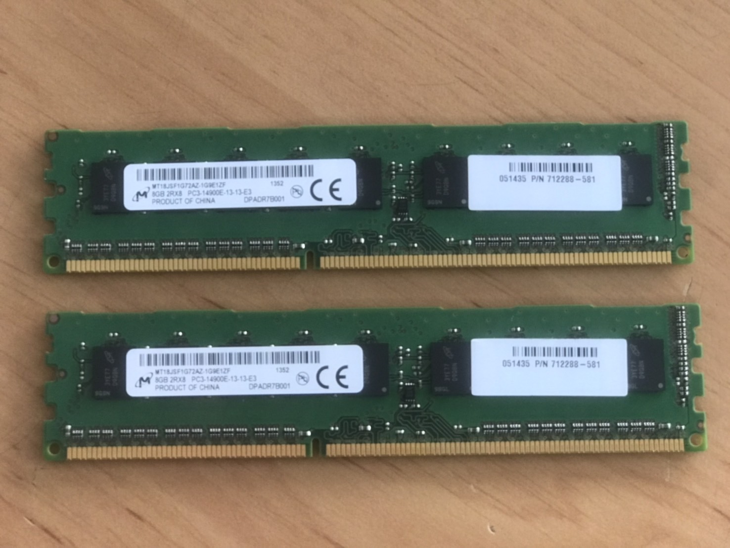 HP 8GB 2Rx8 PC3-14900E DDR3 1866Mhz ECC DIMM // 712288-581 / MT18JSF1G72AZ-1G9E1ZF (Used) // สินค้ารับประกัน โดย บริษัท อะไหล่เซิร์ฟเวอร์ จำกัด