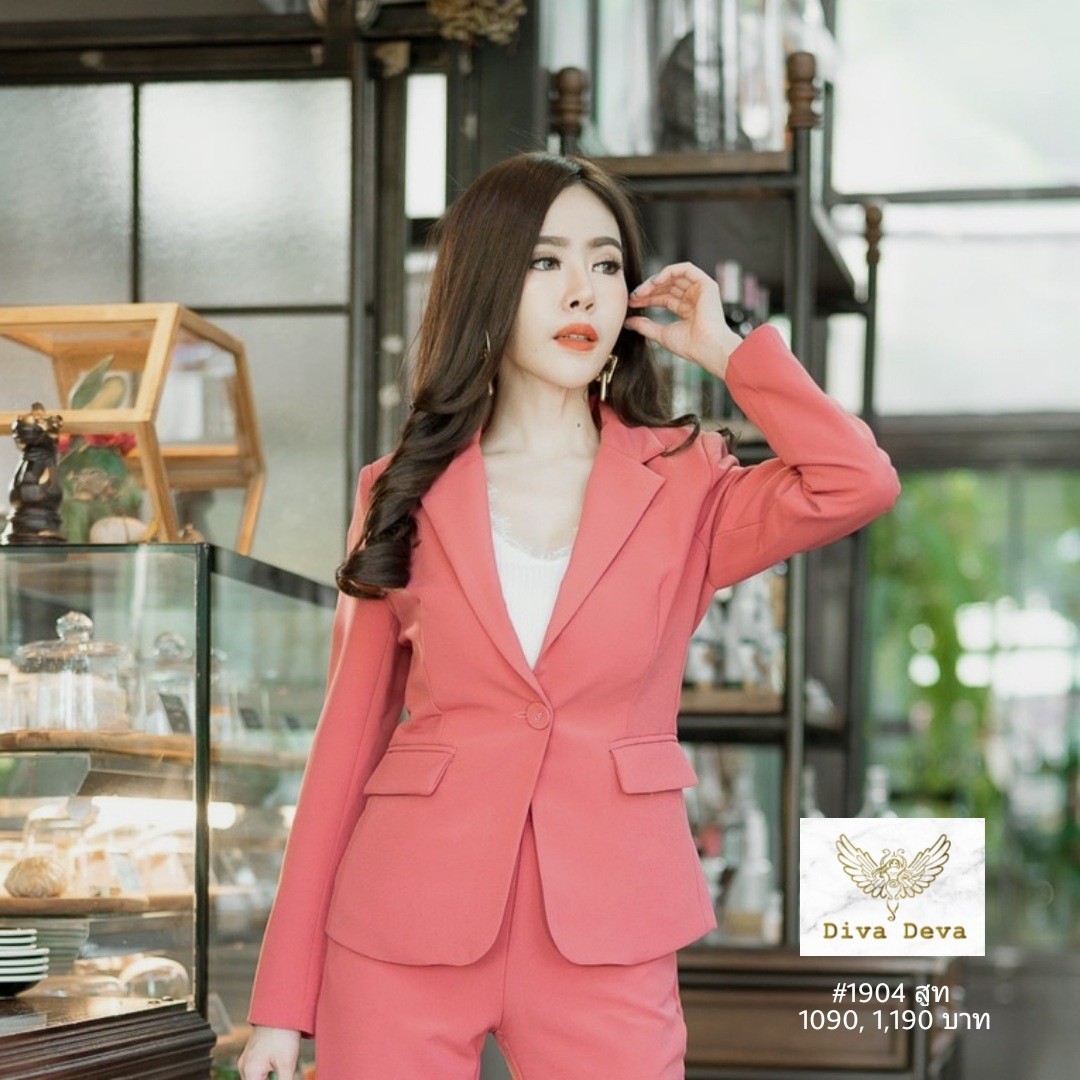 เสื้อสูทผู้หญิง สีส้ม/ขาว/ชมพู 1904