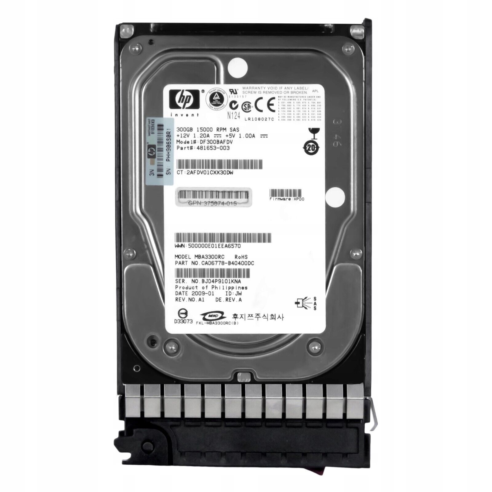 HP 300GB 15K 16MB SAS 3.5" Hard Drive HDD // TRAY 488060-001 / DF300BAFDV / HDD 481653-003 / MBA3300RC / GPN 375874-016 (Used) // สินค้ารับประกัน โดย บริษัท อะไหล่เซิร์ฟเวอร์ จำกัด