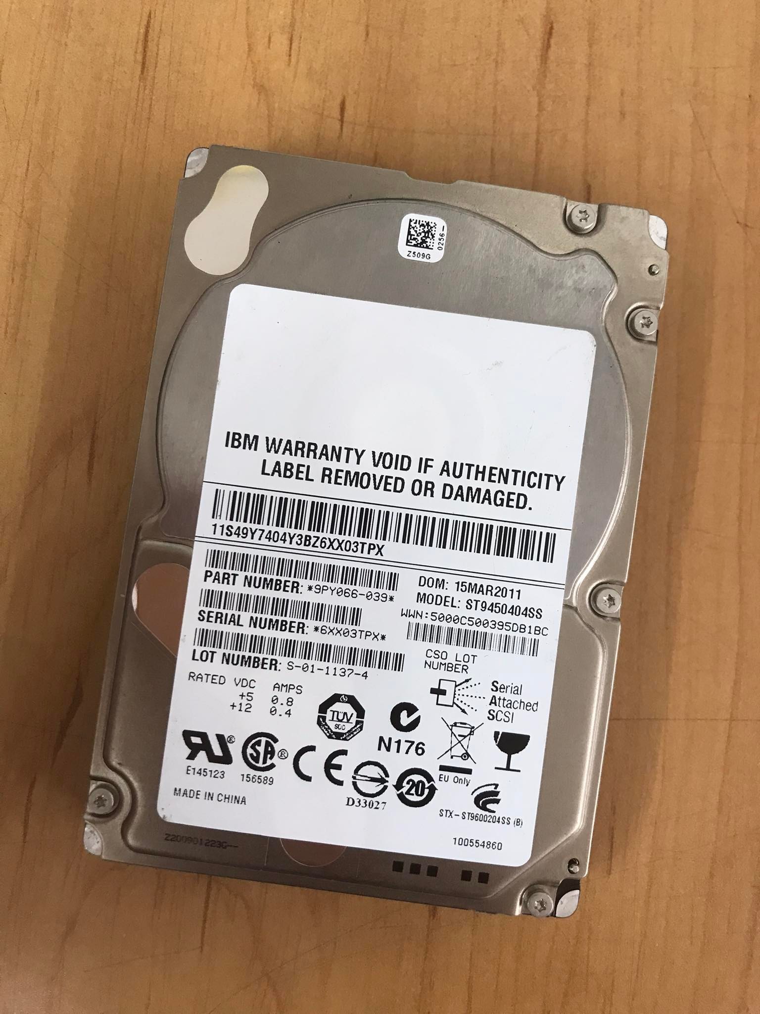 IBM Enterprise 2.5" 450GB 10K 6G SAS HDD // ST9450404SS / 9PY066-039 (Used) // สินค้ารับประกัน โดย บริษัท อะไหล่เซิร์ฟเวอร์ จำกัด