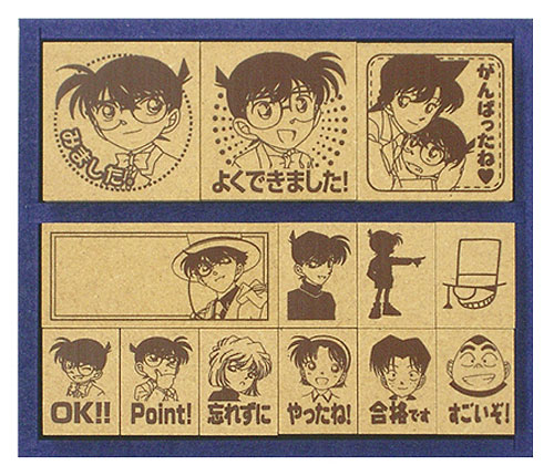ชุดรวมตัวปั๊มยอดนักสืบจิ๋วโคนันฐานไม้ (Detective Conan Stamp Set)