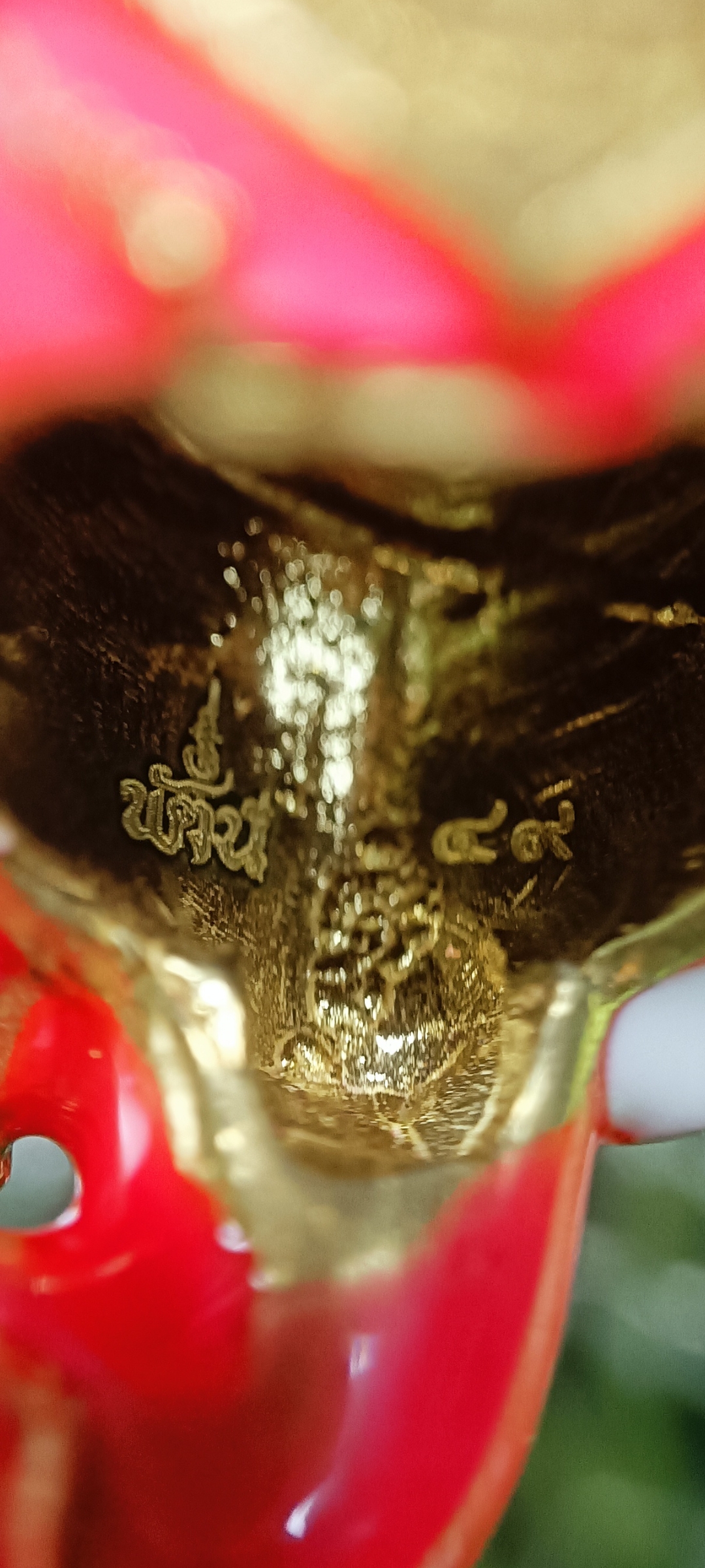 เศียรพระพิฆเณศประทานพร หลวงพ่อพัฒน์ วัดห้วยด้วน ปี 2565 เนื้อทองทิพย์ลงยาชมพู หมายเลข๔๙