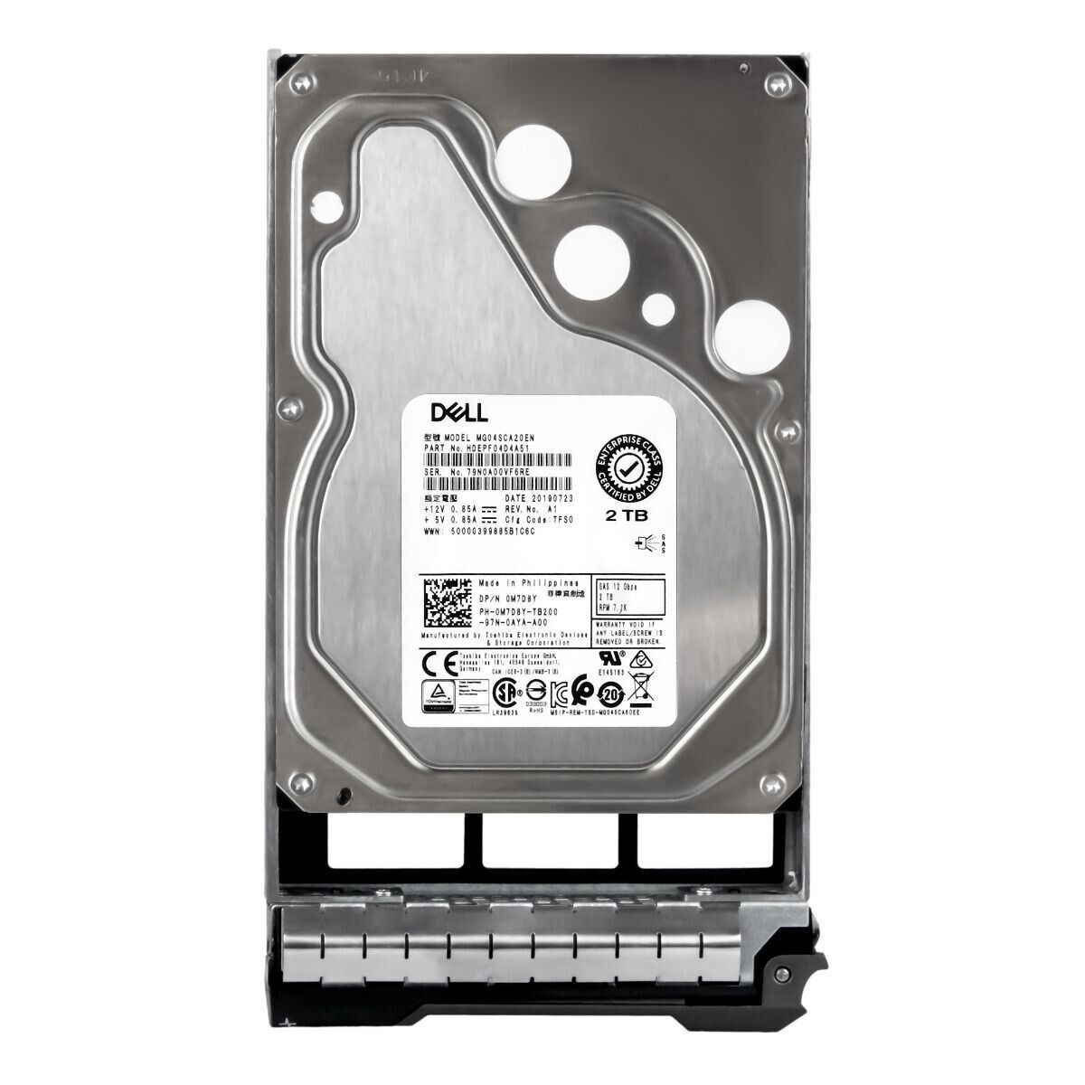 Dell 2TB 7.2K 12G SAS 3.5" 128MB HDD Hard Drive // 0M7D8Y / MG04SCA20EN (Used) // สินค้ารับประกัน โดย บริษัท อะไหล่เซิร์ฟเวอร์ จำกัด