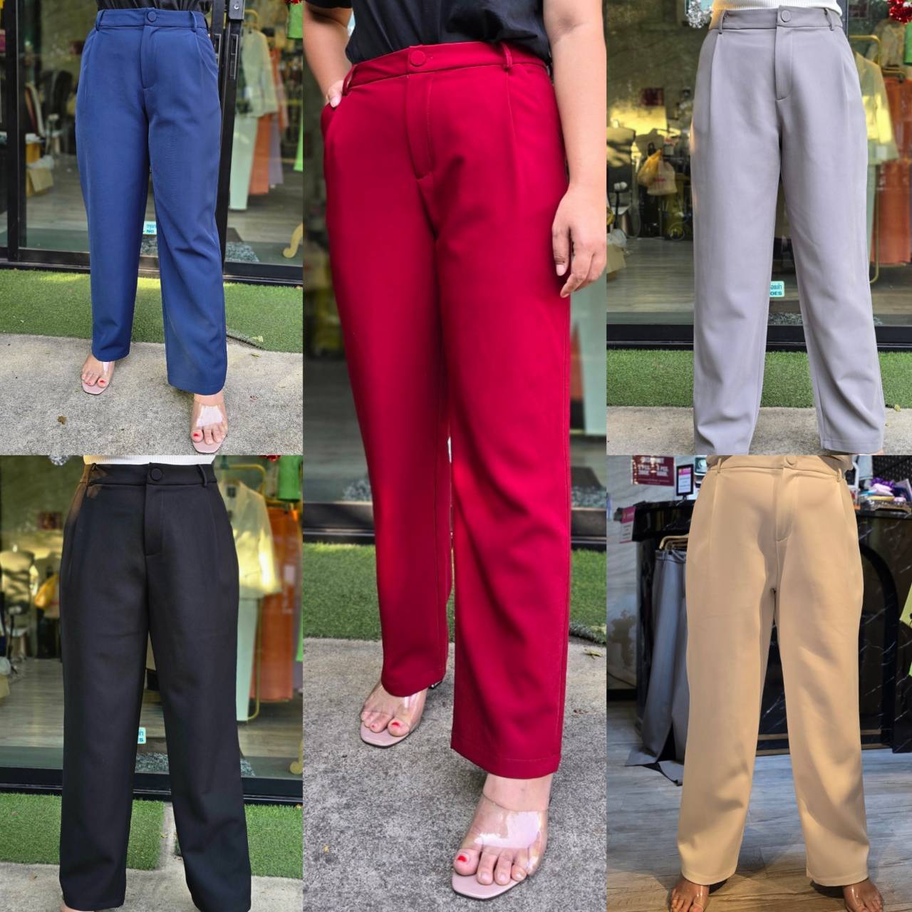 กางเกงผู้หญิงกระบอกกลาง(พลัส) No.2402-2 (S-6XL)