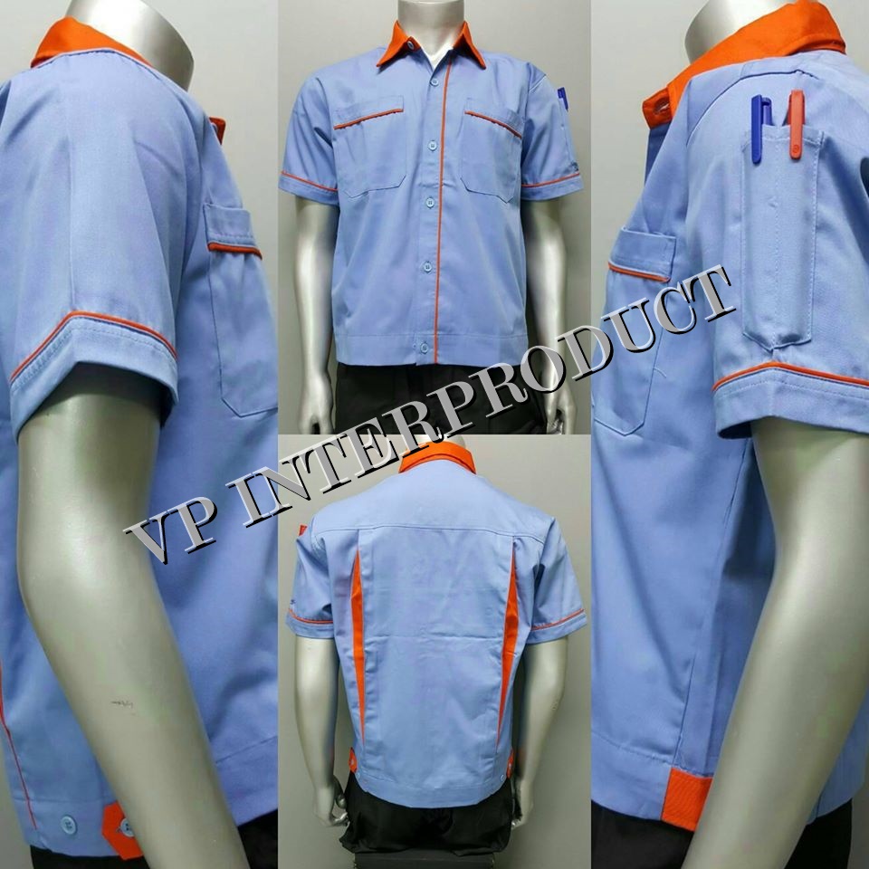 เสื้อช่าง 2 สี เเขนสั้น ผ้าคอมทวิว ไซร์ M-XXL มีสต็อก สินค้าจากโรงงานมาเอง
