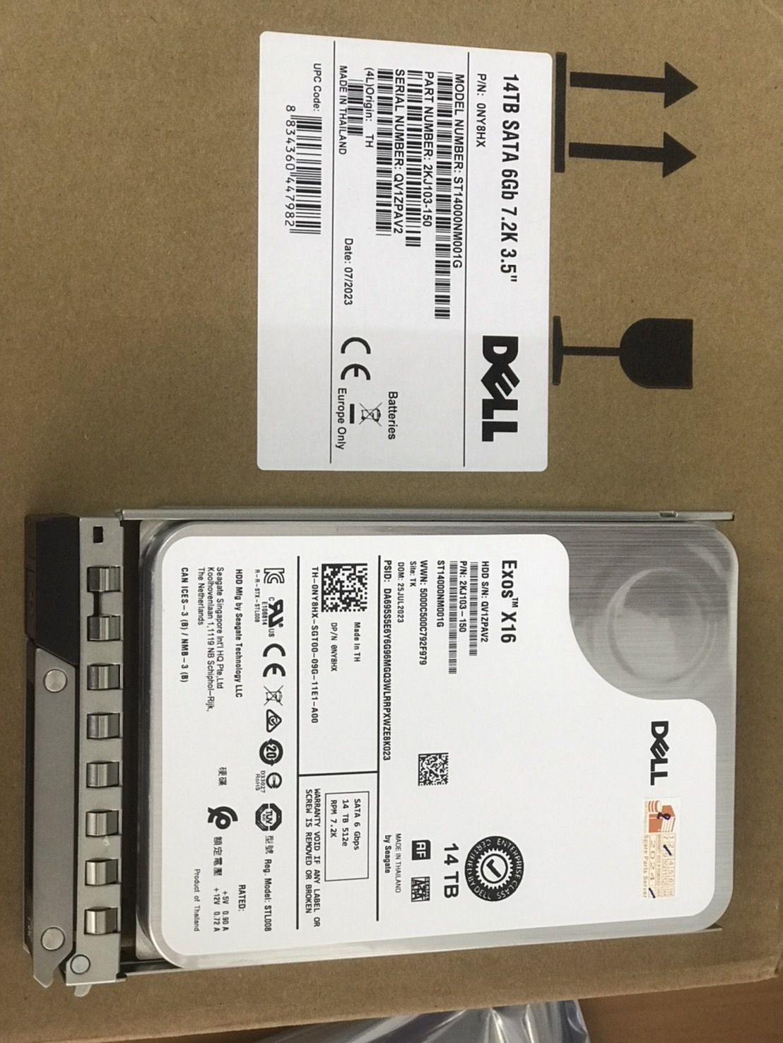 (New) Dell EMC 14TB 7.2K 6G SATA LFF 3.5" HDD Hard Drive // 0NY8HX, 2KJ103-150, ST14000NM001G // สินค้ารับประกัน โดย บริษัท อะไหล่เซิร์ฟเวอร์ จำกัด