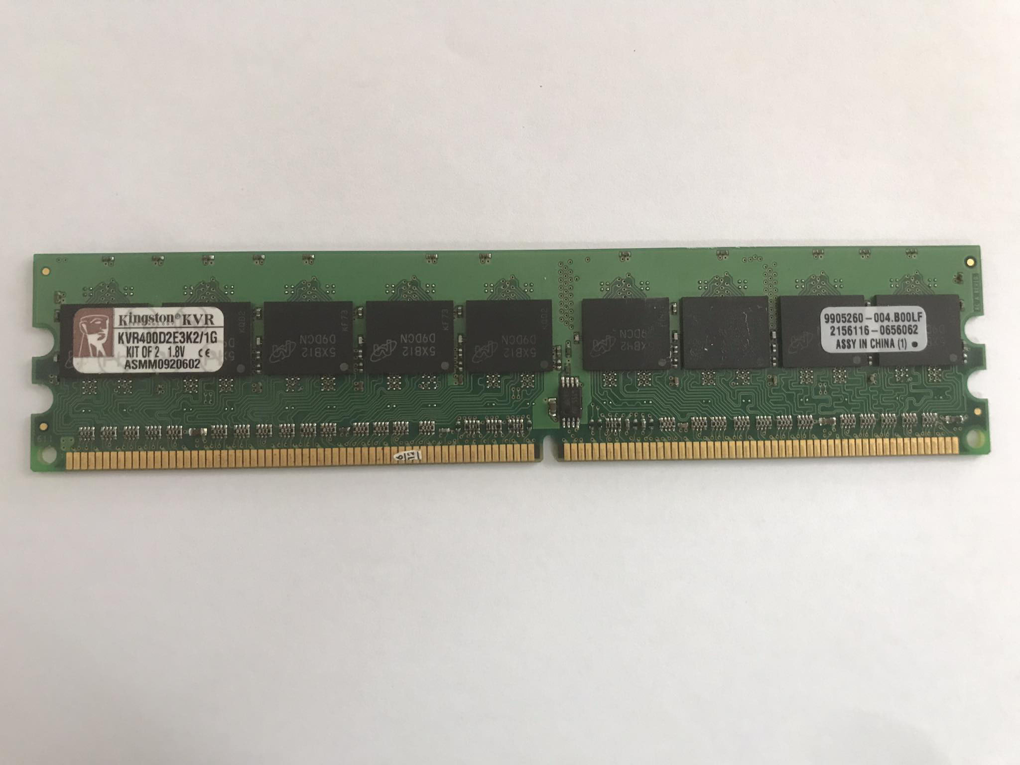 Kingston 512MB DDR2 ECC PC2-3200 400Mhz Memory Ram / KVR400D2E3K2/1G (Used) // สินค้ารับประกัน โดย บริษัท อะไหล่เซิร์ฟเวอร์ จำกัด