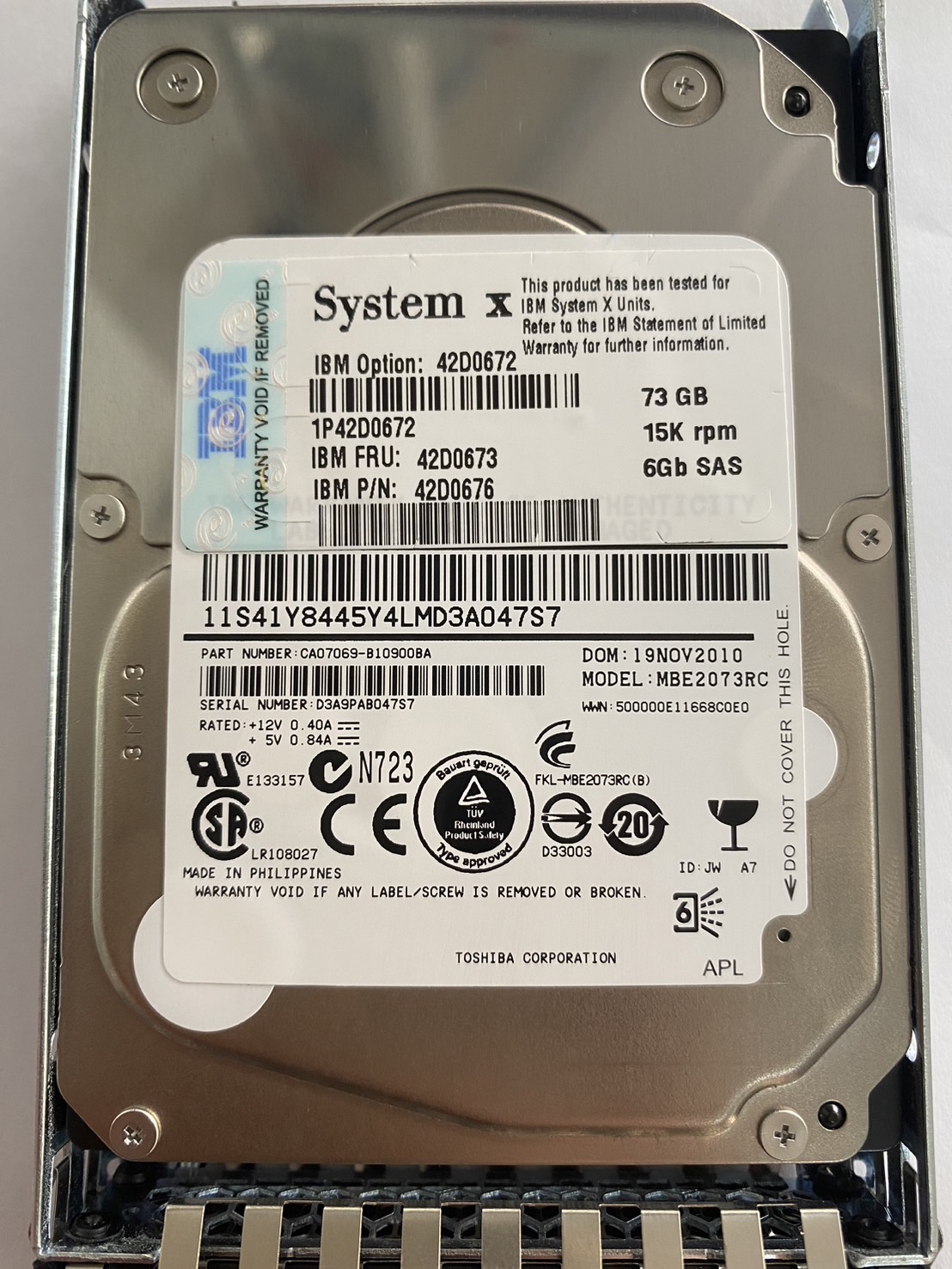 IBM 73GB 15K 6G SAS SFF 2.5'' HOT Swap Hard Disk // 42D0673 / 42D0672 / 42D0676 (Used) // สินค้ารับประกัน โดย บริษัท อะไหล่เซิร์ฟเวอร์ จำกัด