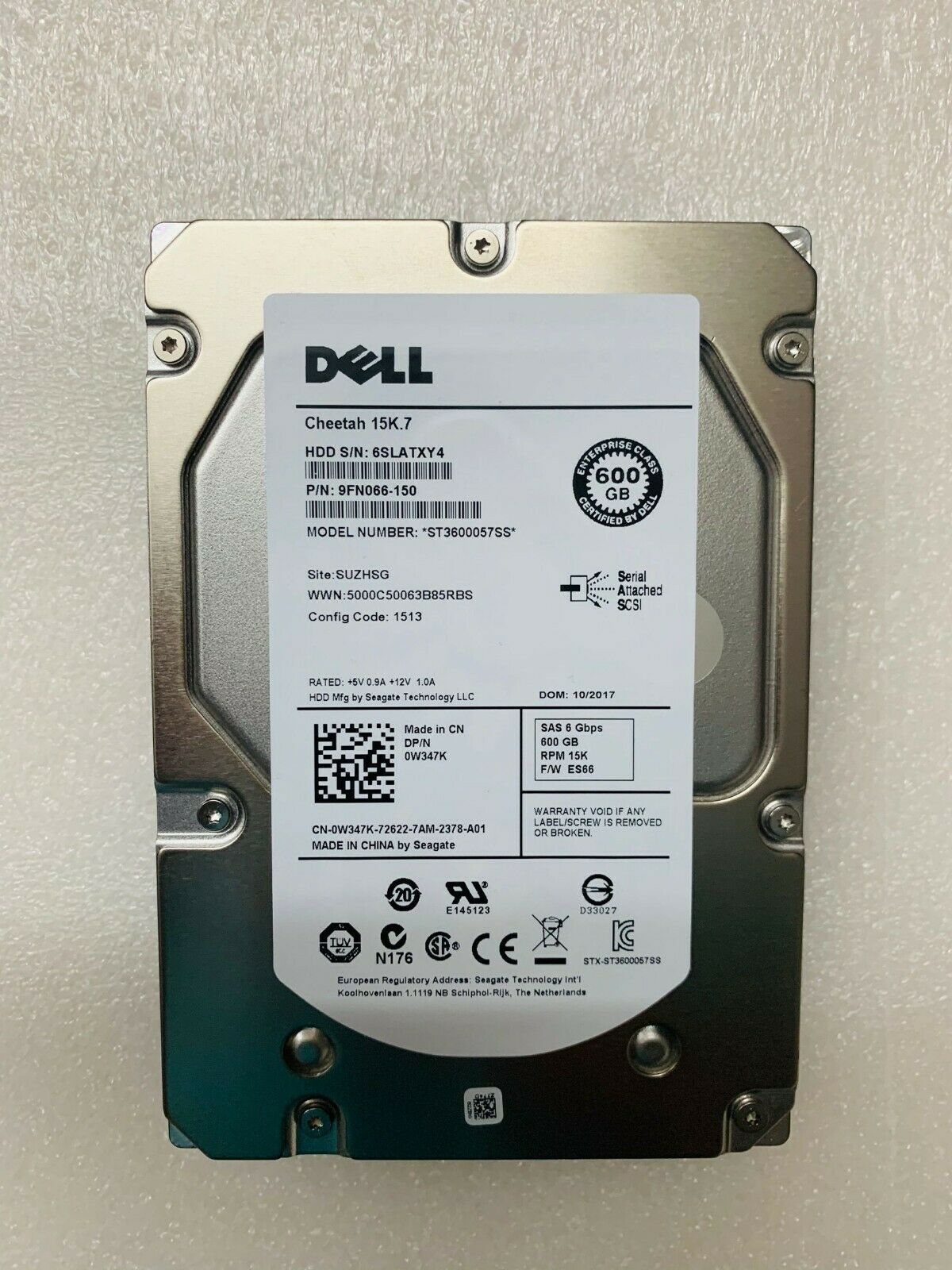 Dell 600GB 15K SAS 6G RPM 3.5" Server Hdd Hard Drive // 0W347K / W347K / ST3600057SS (Used) // สินค้ารับประกัน โดย บริษัท อะไหล่เซิร์ฟเวอร์ จำกัด