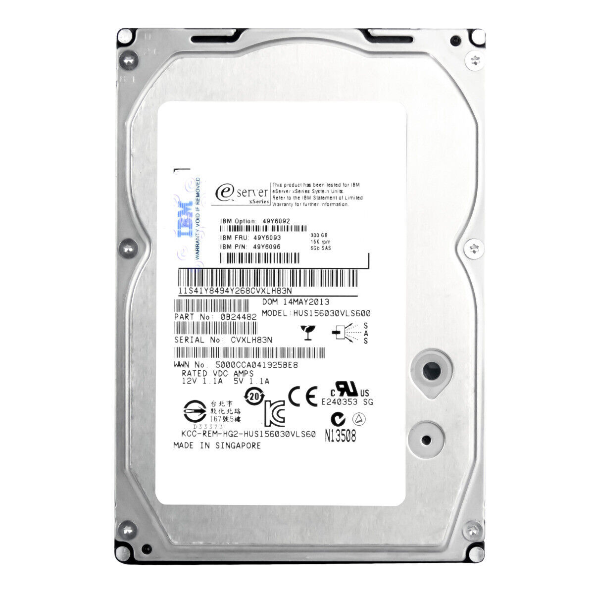 IBM 300GB 15K 64MB SAS 6G 3.5'' HDD // 49Y6093 / 49Y6096 / 49Y6092 (Used) // สินค้ารับประกัน โดย บริษัท อะไหล่เซิร์ฟเวอร์ จำกัด