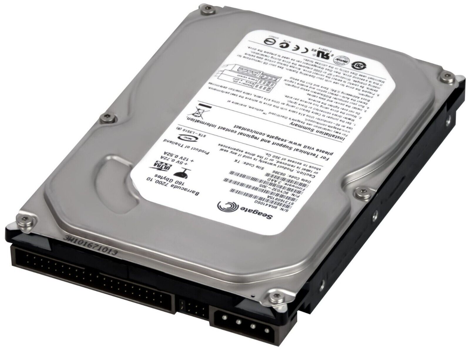 SEAGATE BARRACUDA 160GB 7200U/min 8MB ATA IDE 3.5" Hard Drive // ST3160815A / 9CY032 (Used) // สินค้ารับประกัน โดย บริษัท อะไหล่เซิร์ฟเวอร์ จำกัด