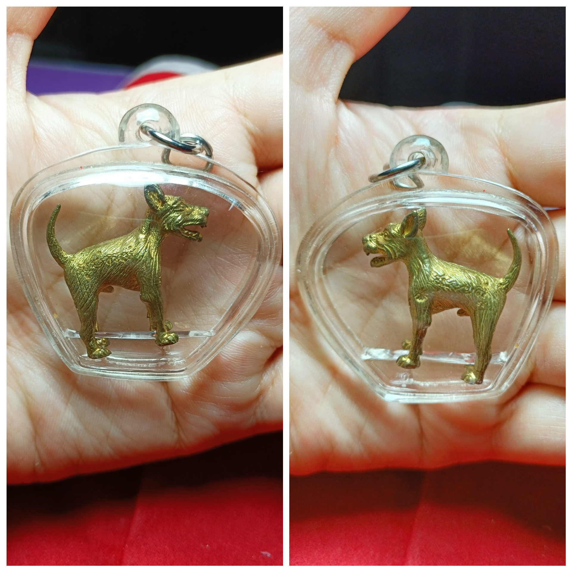 สุนัขเฝ้าทรัพย์เฝ้าเจ้าของ พระครูปืน วัดลาดชะโด " ชื่อเจ้าเขียว" เนื้อทองเหลือง รุ่นแรก