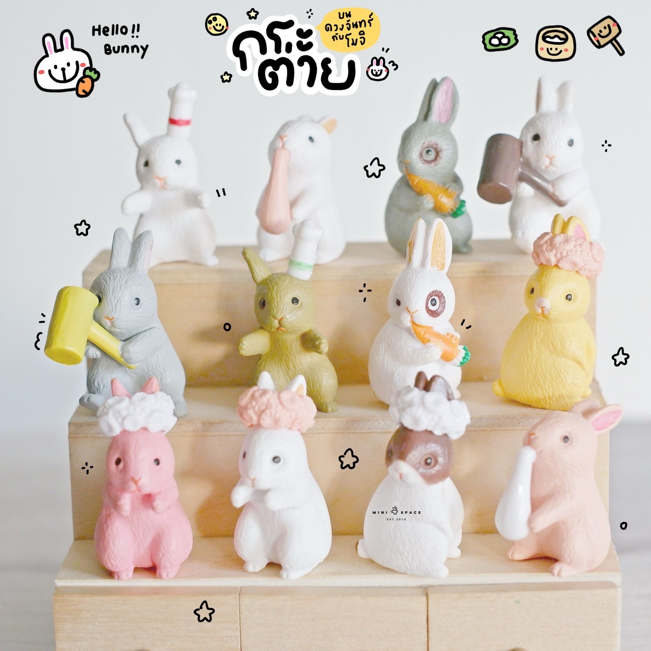 โมเดลกระต่าย แก๊งค์กระต่ายแต่งสวน ชุดมงกุฎดอกไม้ (ราคาต่อชิ้น) SP4388 ตุ๊กตาจิ๋ว สำหรับแต่งสวน บอนไซ แต่งบ้าน แต่งกระถาง