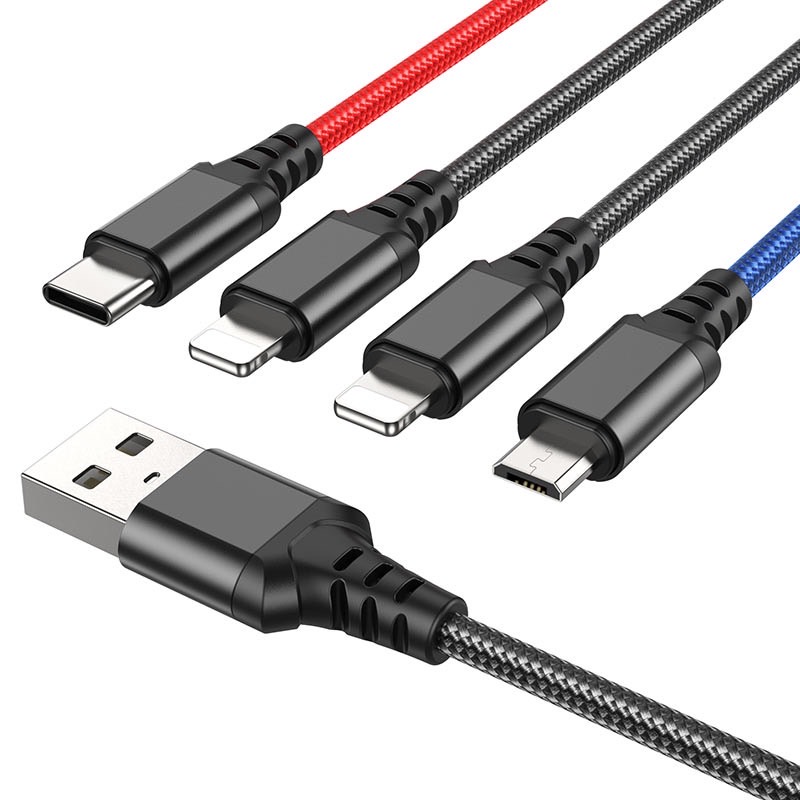 X76 4-IN-1 SUPER CHARGING CABLE (iP+iP+TYPE-C+MICRO)