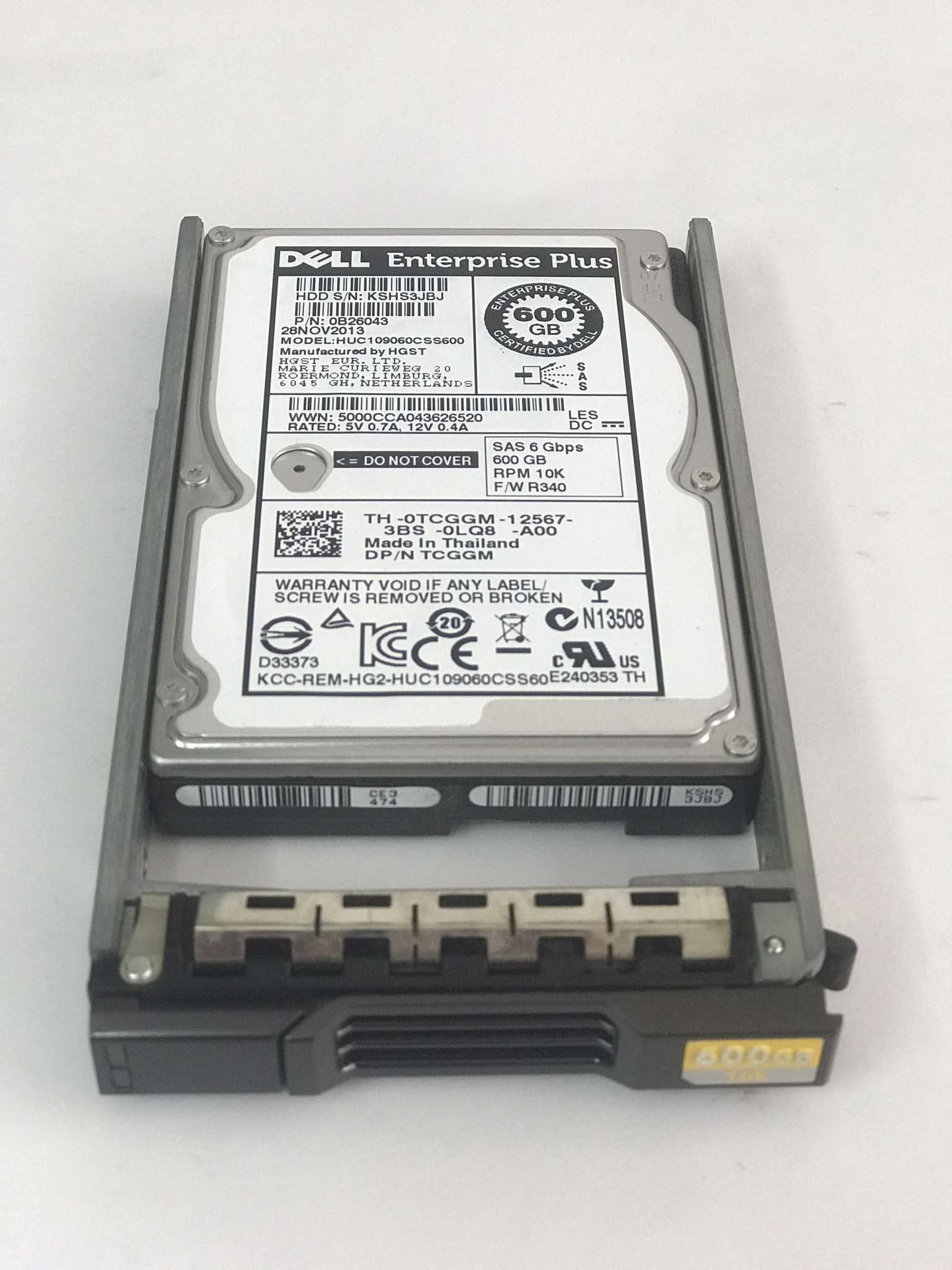 Dell 600GB 10K SAS 6Gbps 2.5" Enterprise Plus Hard Drive HDD // 0TCGGM , 0B26043, HUC109060CSS600 (Used) // สินค้ารับประกัน โดย บริษัท อะไหล่เซิร์ฟเวอร์ จำกัด