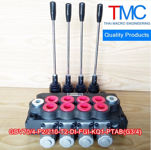 ไฮโดรลิกคอนโทรนวาวล์4แกน6หุนมีcarry over(70-80L)(4,500Psi/310Bar)Quality Products GDV70/4-P2/210-T2-DI-FGI-KQ1-PTAB(G3/4)