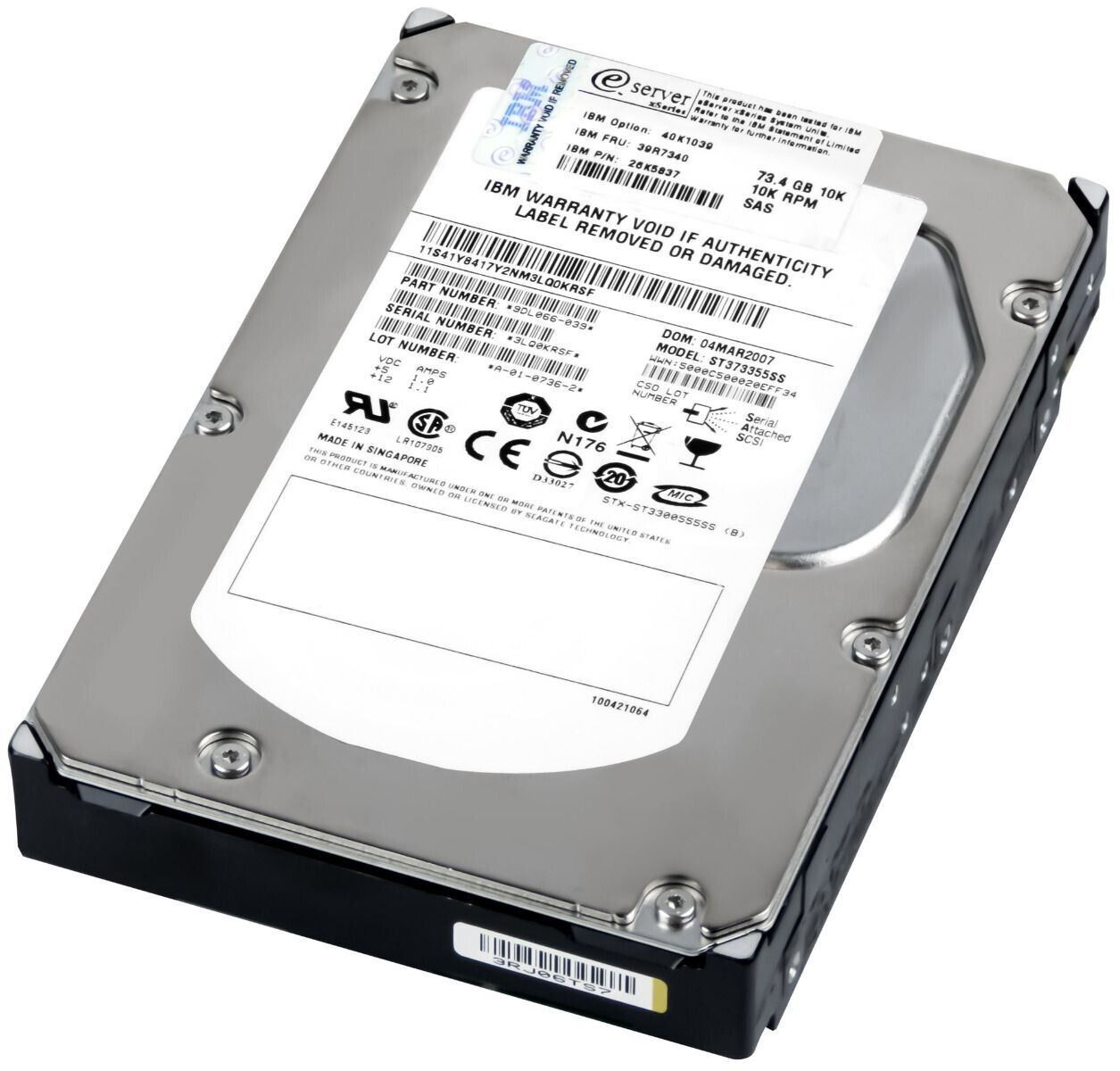 IBM 73GB 10000U/Min 16MB Cache SAS 3.5 " Inch Hard Drive // 39R7340 / 26K5837 / 40K1039 (Used) // สินค้ารับประกัน โดย บริษัท อะไหล่เซิร์ฟเวอร์ จำกัด