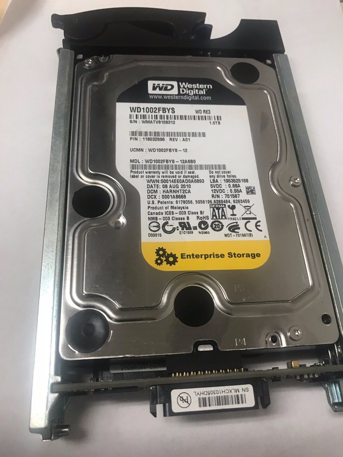 EMC 1TB 7.2K Sata 4G 3.5" FC Clariion Fiber WD CX3 CX4 // WD1002FBYS / 005048797 / 005048829 / 005049238 (Used) // สินค้ารับประกัน โดย บริษัท อะไหล่เซิร์ฟเวอร์ จำกัด
