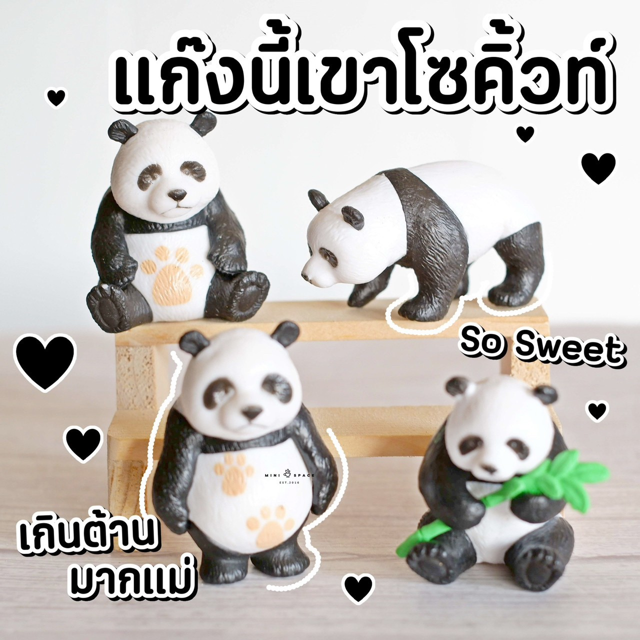 MS4972 โมเดลแพนด้าน้อย 4 แบบ ตุ๊กตาจิ๋ว สำหรับแต่งสวน บอนไซ แต่งบ้าน แต่งกระถาง