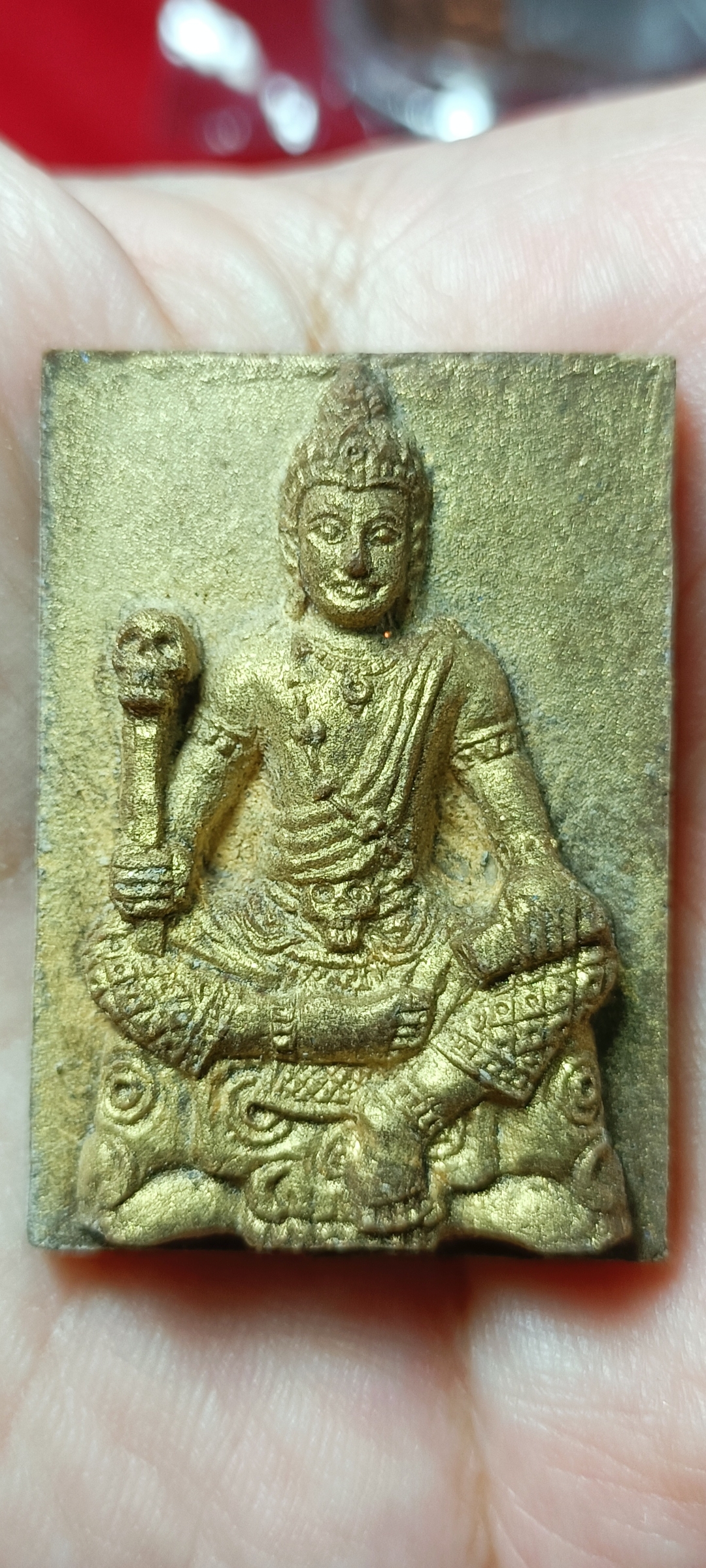 พระผงท้าวพญายมราช หลวงปู่ลุน วัดโพนแพง จ.ขอนแก่น ปัดทองฝังตะกรุด1ดอก