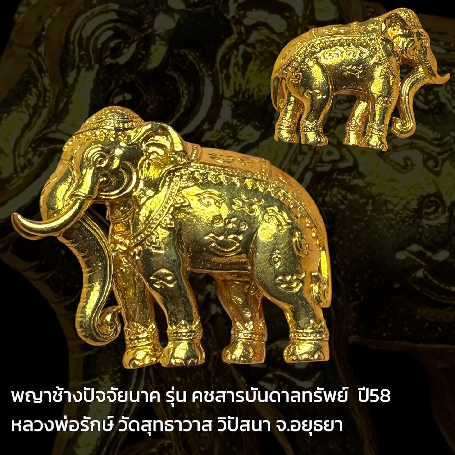 พญาช้างปัจจัยนาค รุ่น คชสารบันดาลทรัพย์ ปี58 หลวงพ่อรักษ์ วัดสุทธาวาส วิปัสนา จ.อยุธยา