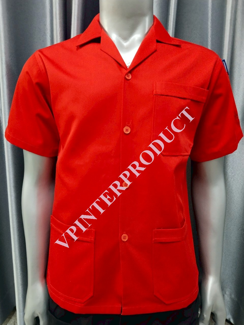 เสื้อช็อปสีพื้น แขนสั้น เสื้อช่าง ขนาด S-2XL ผ้าคอมทวิว รับปักโลโก้
