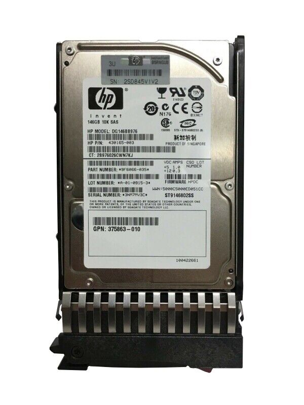 HP 146GB 10K 3G 2.5'' SAS HDD For DL380 G4 G5 G6 // HDD 430165-003 / Tray 432320-001 / GPN 375863-010 / DG146BB976 / ST9146802SS / 9F6066-035 (Used) // สินค้ารับประกัน โดย บริษัท อะไหล่เซิร์ฟเวอร์ จำกัด