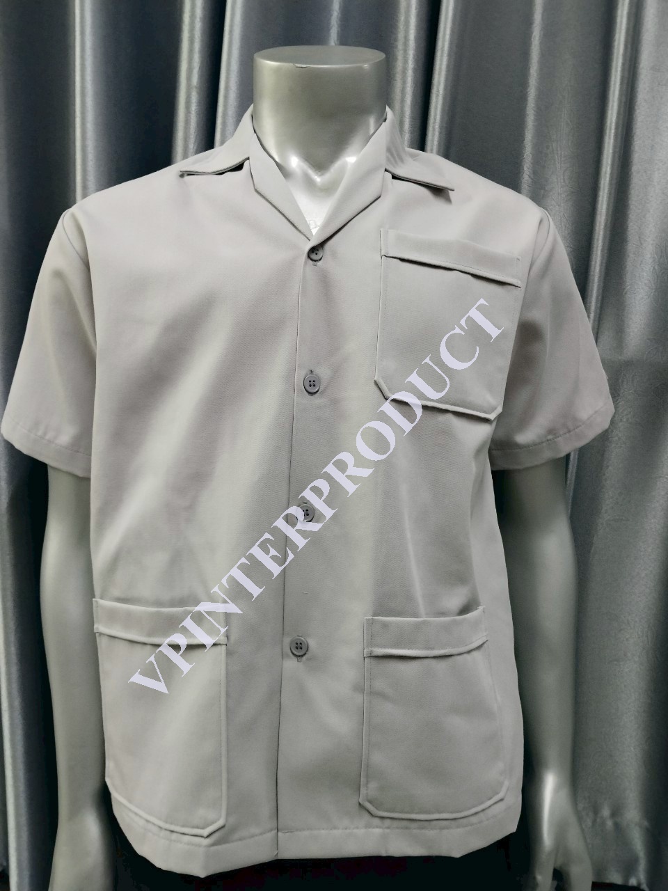 เสื้อช็อปสีพื้น แขนสั้น เสื้อช่าง ขนาด S-2XL ผ้าคอมทวิว รับปักโลโก้