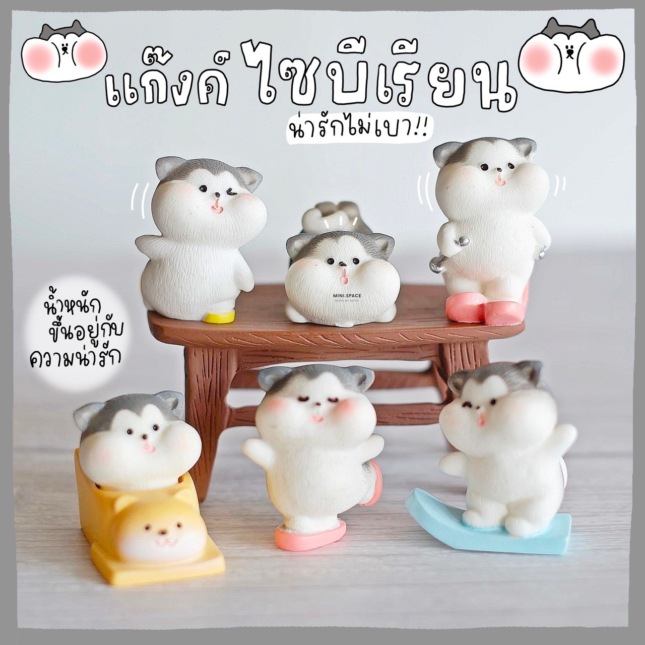 โมเดลหมาไซบีเรียน เล่นสเกต (ชุด 6 แบบ) MS5697 ตุ๊กตาจิ๋ว โมเดลจิ๋ว ตั้งโต๊ะทำงาน แต่งสวน แต่งบ้าน งานDIY