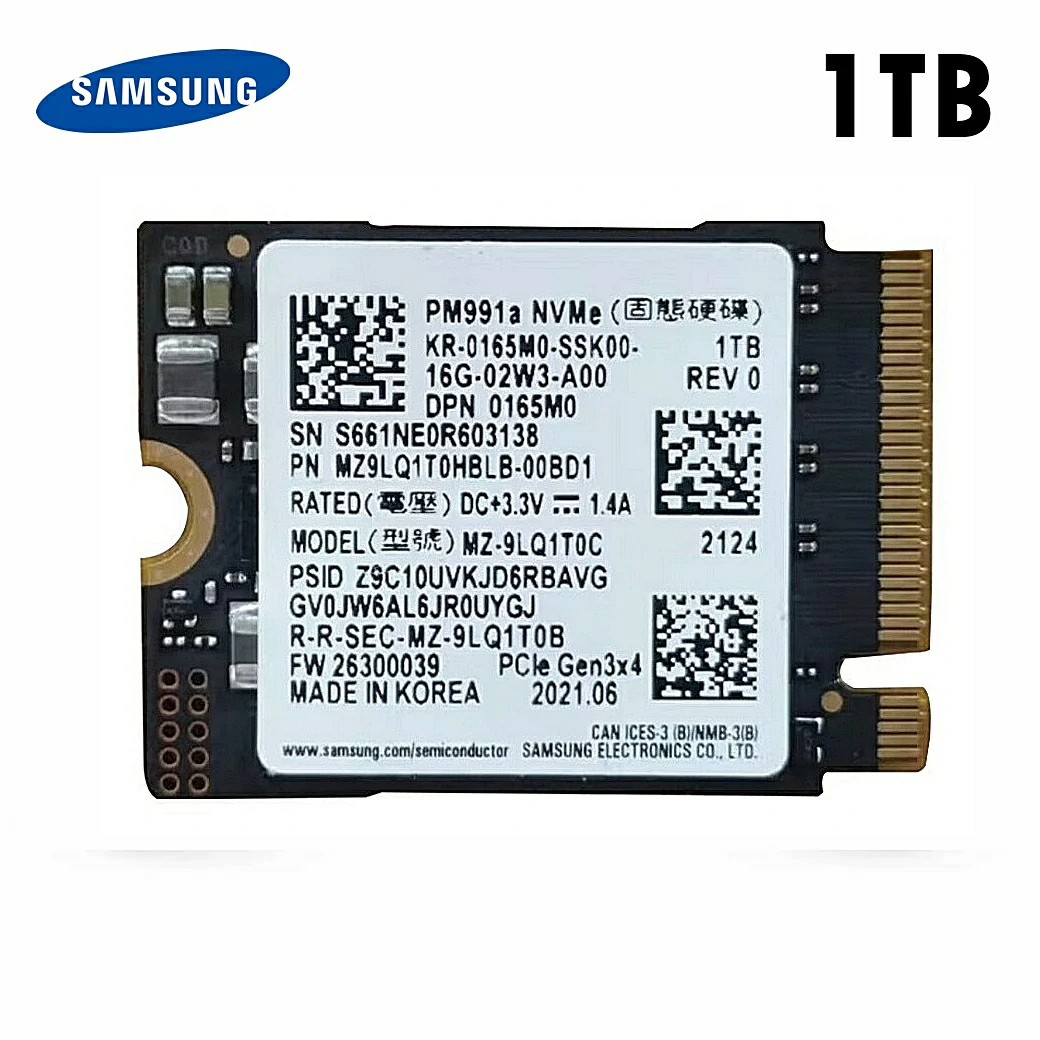 Samsung PM991a M.2 NVMe 2230 PCIe 3.0x4 SSD (1TB)