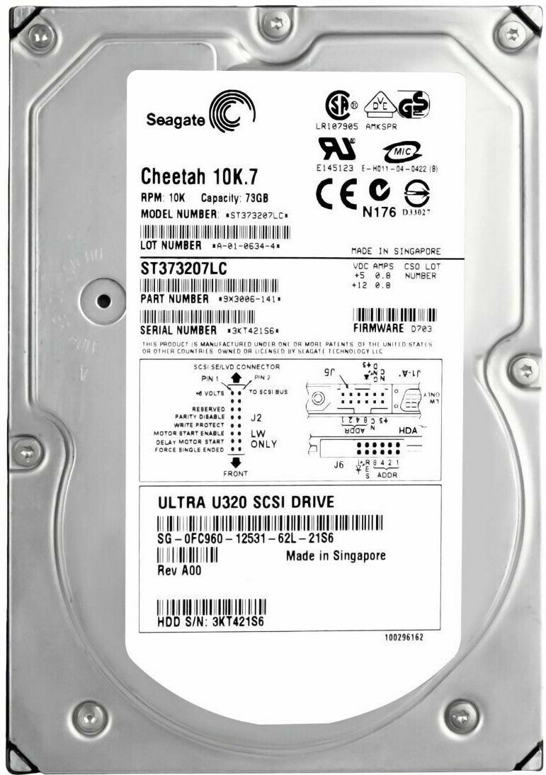 Dell / SEAGATE 73GB 10000U/Min SCSI ULTRA-320 3.5 " HDD Pollici // 0FC960 / ST373207LC / 9X3006-141 HDD / FIRMWARE 0703 (Used) // สินค้ารับประกัน โดย บริษัท อะไหล่เซิร์ฟเวอร์ จำกัด