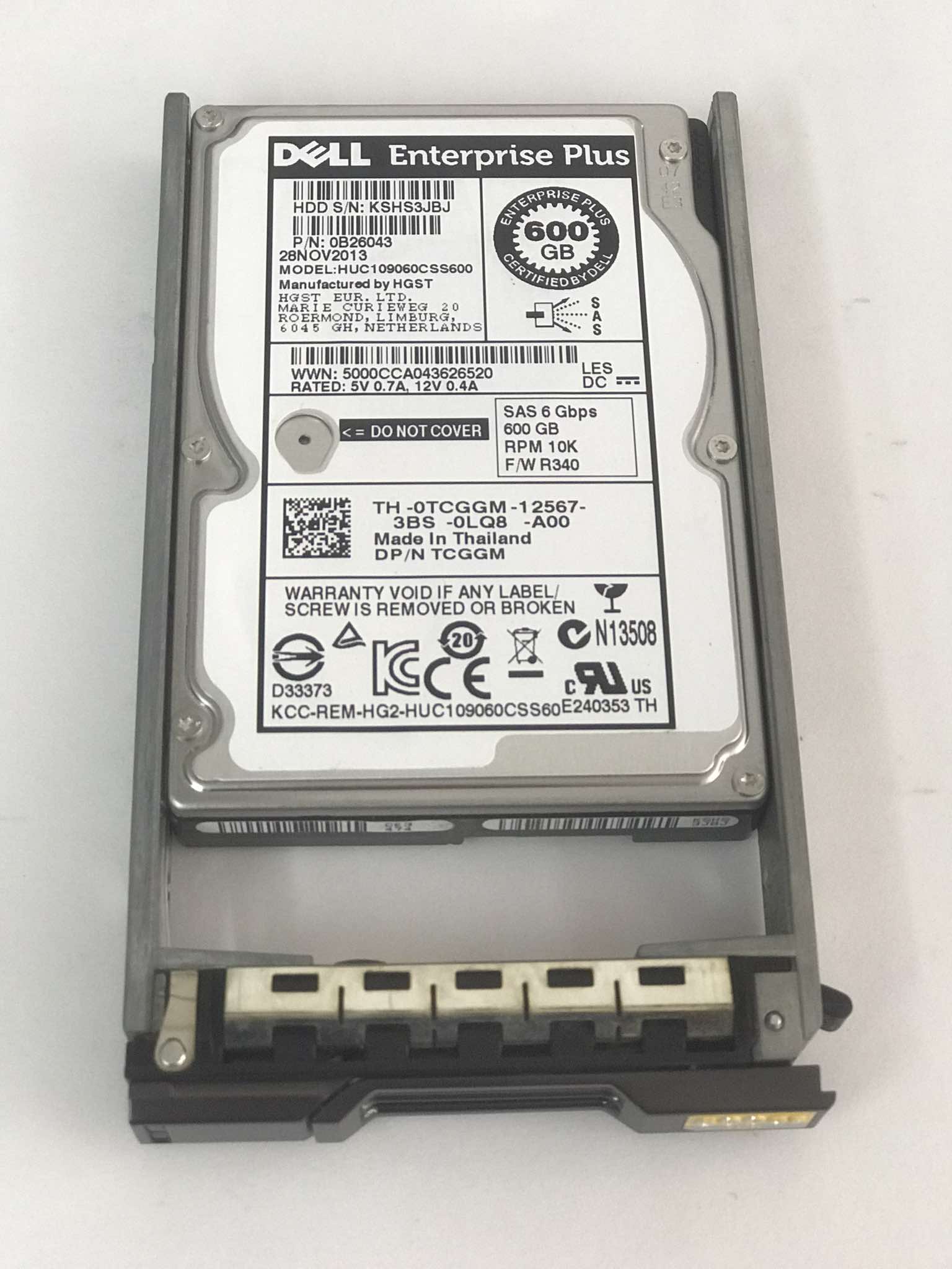 Dell 600GB 10K SAS 6Gbps 2.5" Enterprise Plus Hard Drive HDD // 0TCGGM , 0B26043, HUC109060CSS600 (Used) // สินค้ารับประกัน โดย บริษัท อะไหล่เซิร์ฟเวอร์ จำกัด