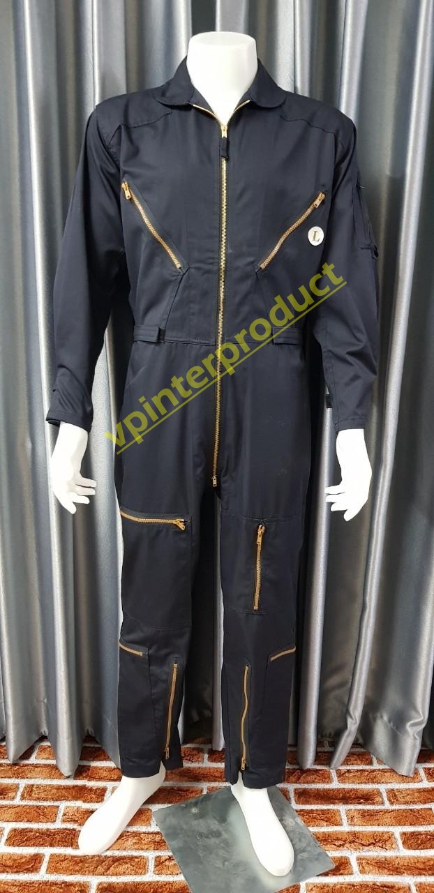 ชุดหมีแขนยาว-ขายาว แต่งซิป M,L,XL ผ้าคอมทวิว ไม่กันสะเก็ดไฟ