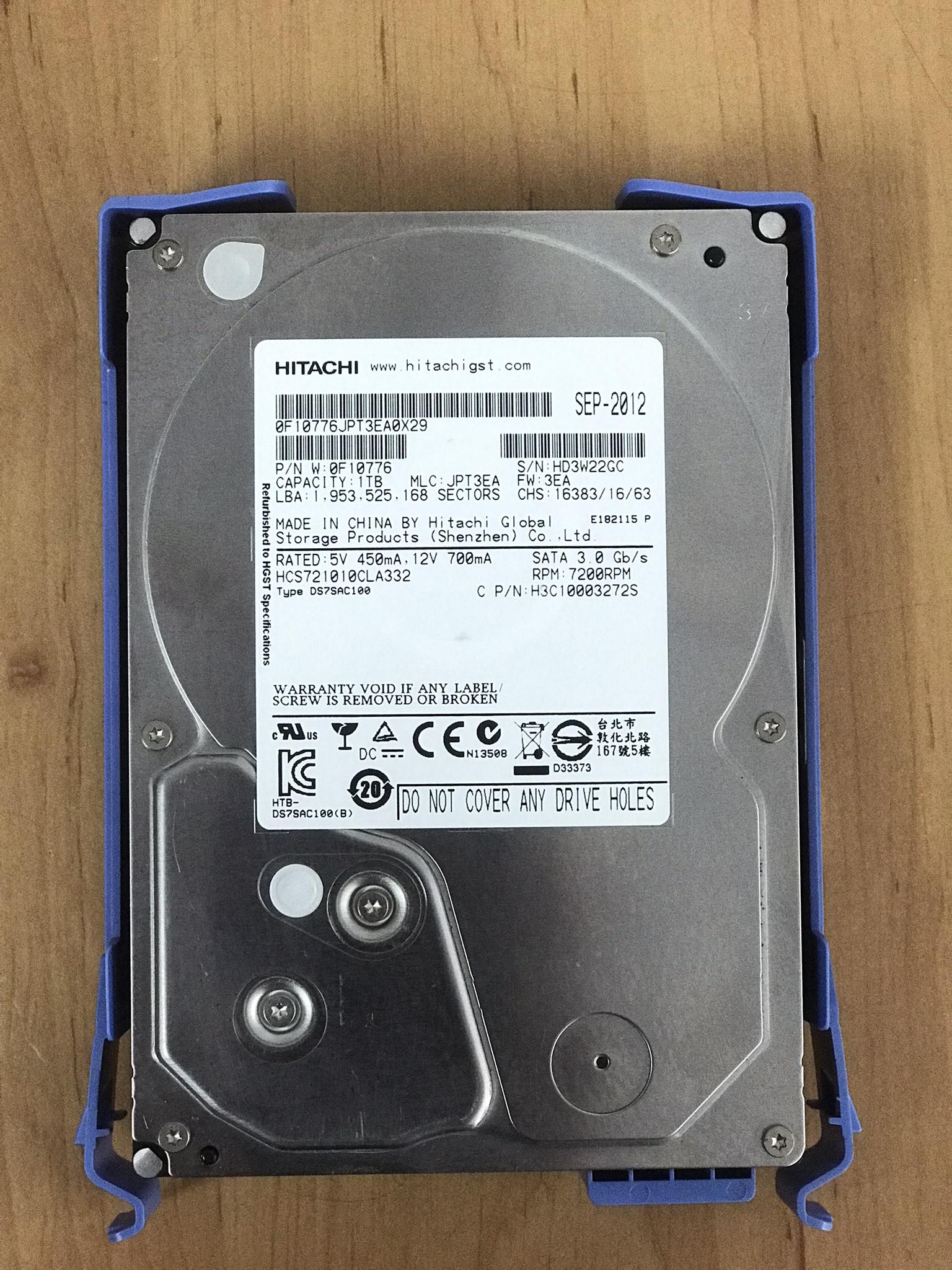 Hitachi CinemaStar 7K1000 1TB 7.2 RPM 3.5" // HCS721010CLA332 / 0F10776 (Used) // สินค้ารับประกัน โดย บริษัท อะไหล่เซิร์ฟเวอร์ จำกัด