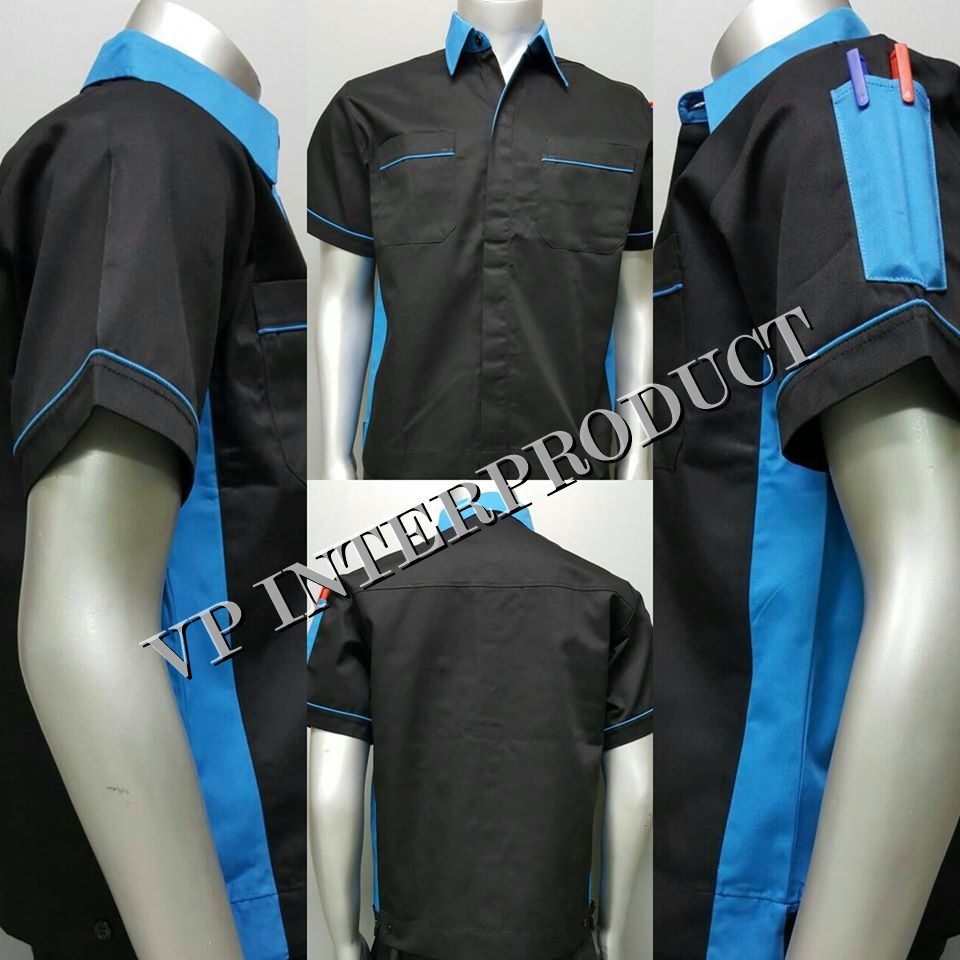เสื้อช่าง 2 สี เเขนสั้น ผ้าคอมทวิว ไซร์ M-XXL มีสต็อก สินค้าจากโรงงานมาเอง