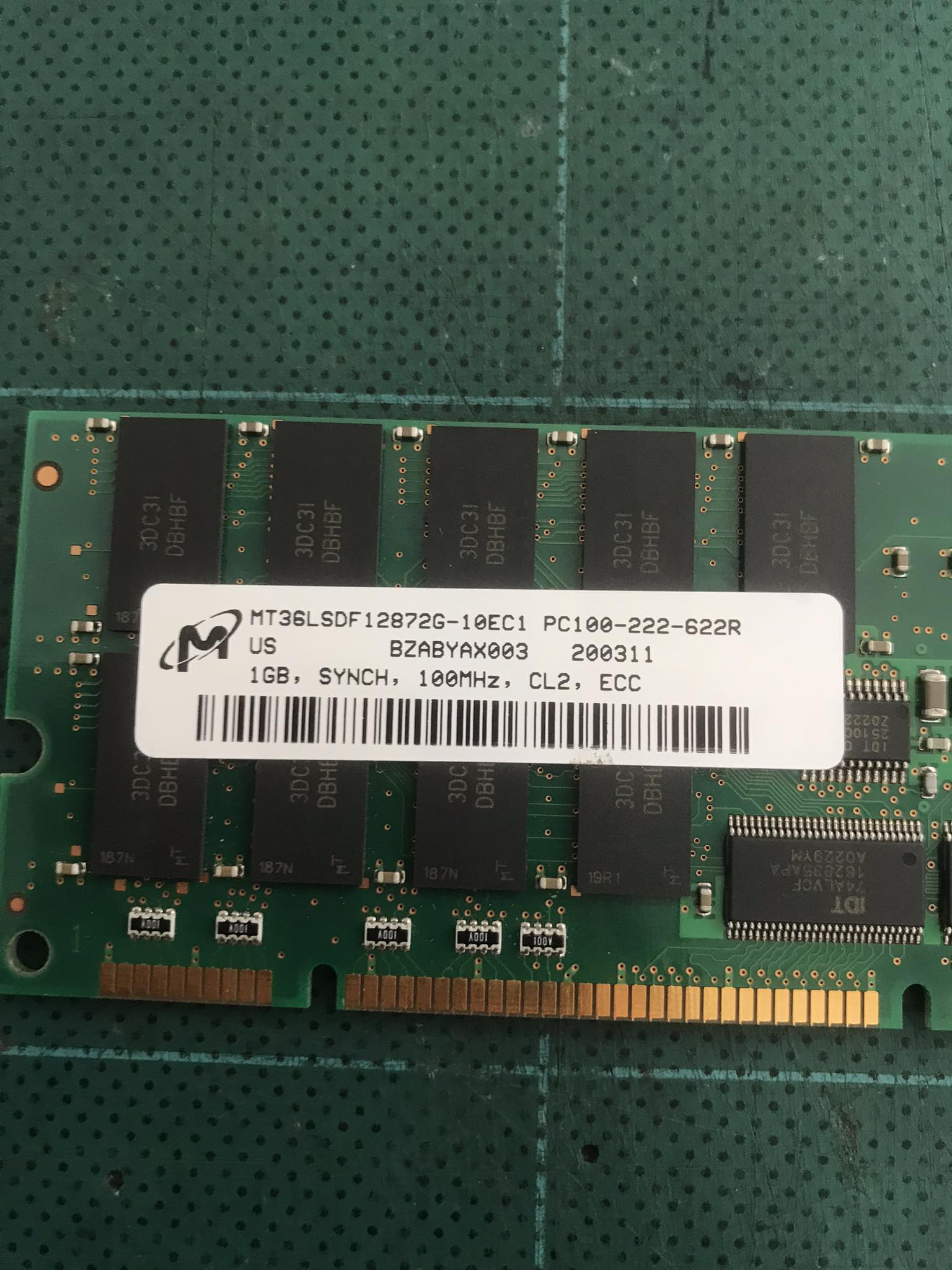 HP 1GB PC100-222-622R Synch 100MHz, CL2, ECC Memory MT36LSDF12872G-10EC1 (Used) // สินค้ารับประกัน โดย บริษัท อะไหล่เซิร์ฟเวอร์ จำกัด