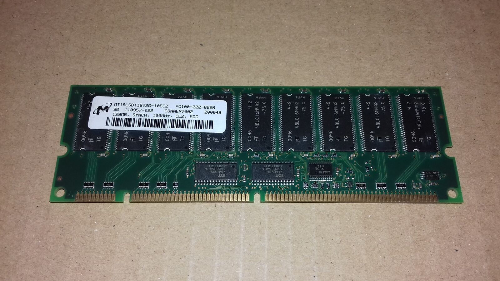Micron 128MB PC100 Synch ECC Memory Server SDRAM DIMM 168pin / MT18LSDT1672G-10EC2 // (USED) สินค้ารับประกัน โดย บริษัท อะไหล่เซิร์ฟเวอร์ จำกัด