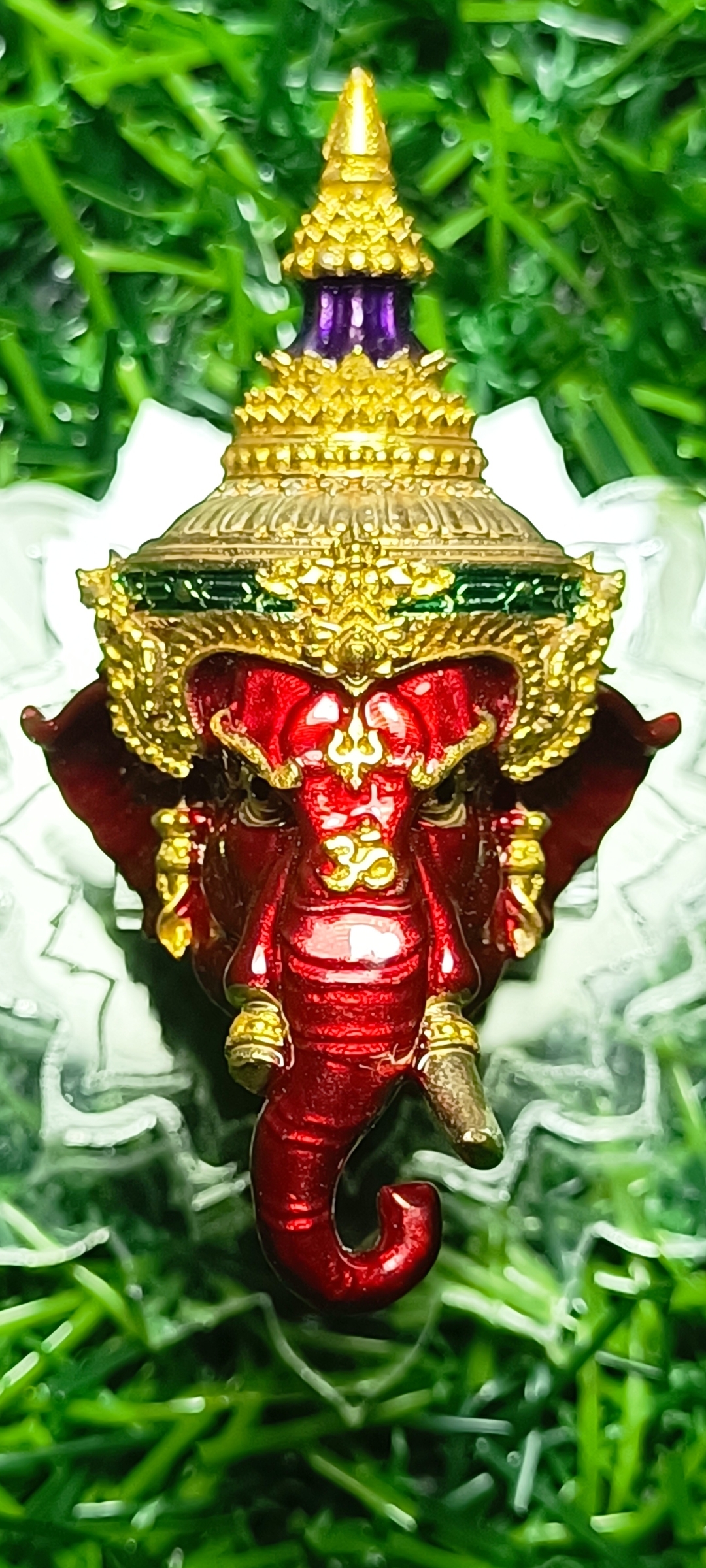 #เศียรพระพิฆเนศ #หลวงพ่อพัฒน์ วัดห้วยด้วน รุ่น #รวยประทานพร ปี 2565 ขนาดสูง 4.8 ซ.ม. กว้าง 2.7 ซ.ม. ลงยาแดง หมายเลข ๔๐