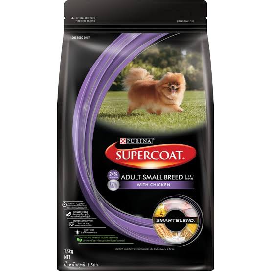Purina Supercoat Adult Small Breed Chicken 1.5 kg อาหารสุนัข เพียวริน่า ซุปเปอร์โค้ท สำหรับสุนัขพันธุ์เล็ก รสไก่ 1.5 กก