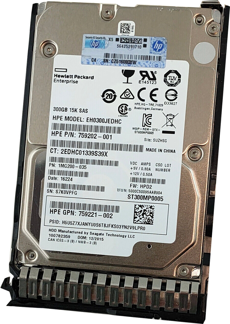 HP Enterprise 300GB 15K SAS 12GBps HDD 2.5" , HDD 759202-001, Tary 870792, GPN 759221-002, EH0300JEDHC, ST300MP0005, 1MG200-035 (Used) // สินค้ารับประกัน โดย บริษัท อะไหล่เซิร์ฟเวอร์ จำกัด