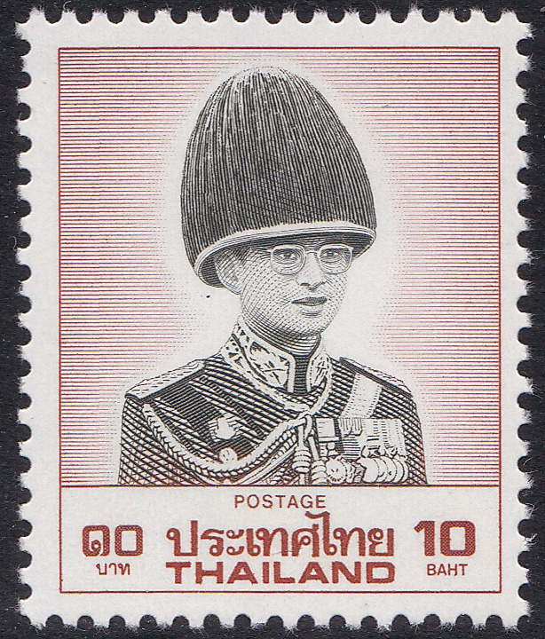 แสตมป์พระรูป ร.9 ชุด8 ดวง10 บาท (Plate 1) โรงพิมพ์ GPB. Japan