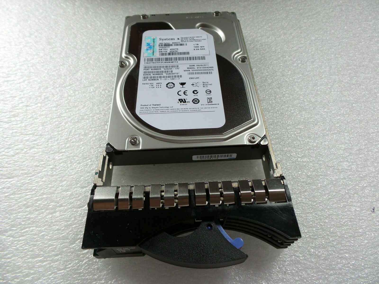 IBM 1TB 7.2K 6G SAS 3.5'' Hard disk System x // 42D0778 / 42D0781 / 42D0777 (ST31000424SS) (Used) // สินค้ารับประกัน โดย บริษัท อะไหล่เซิร์ฟเวอร์ จำกัด