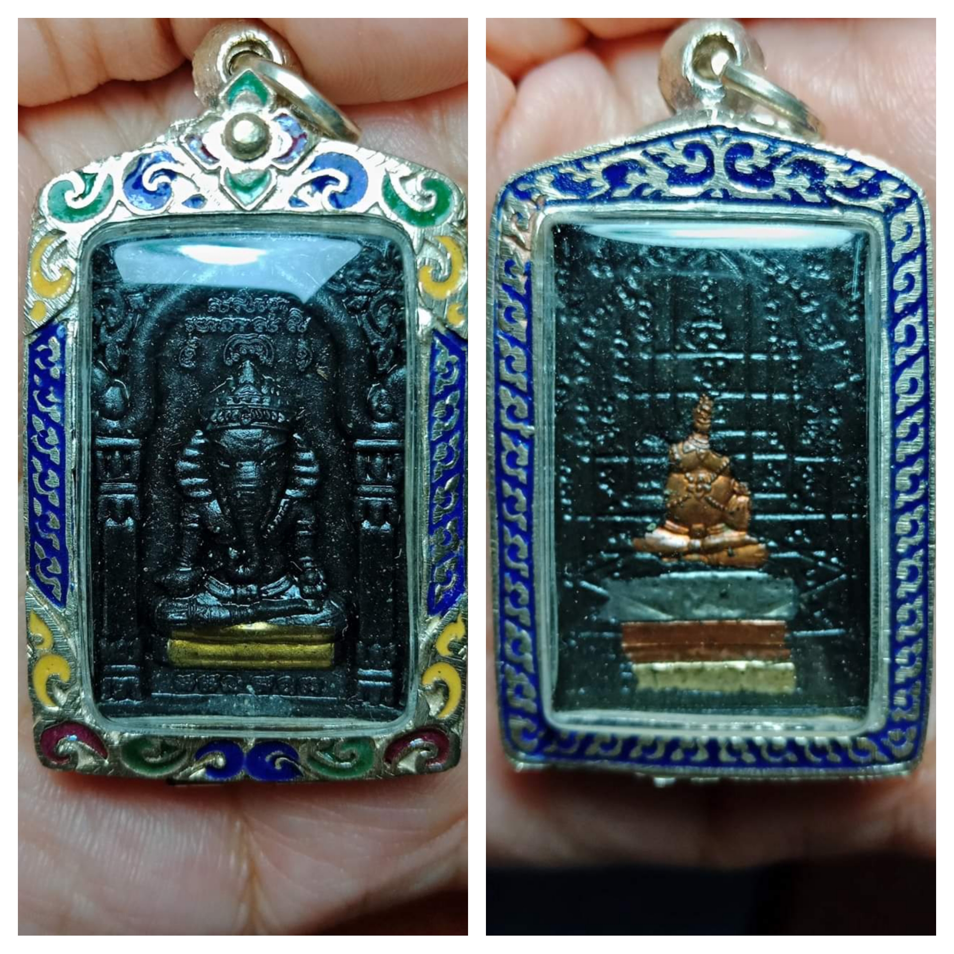 พระพิฆเณศร์รุ่นแรก เนื้อผงรัตนมณีผสมผงมหาภูติลิ้นทองหลังกุมารทองฝังตะกรุด กุมารทองลอยองค์