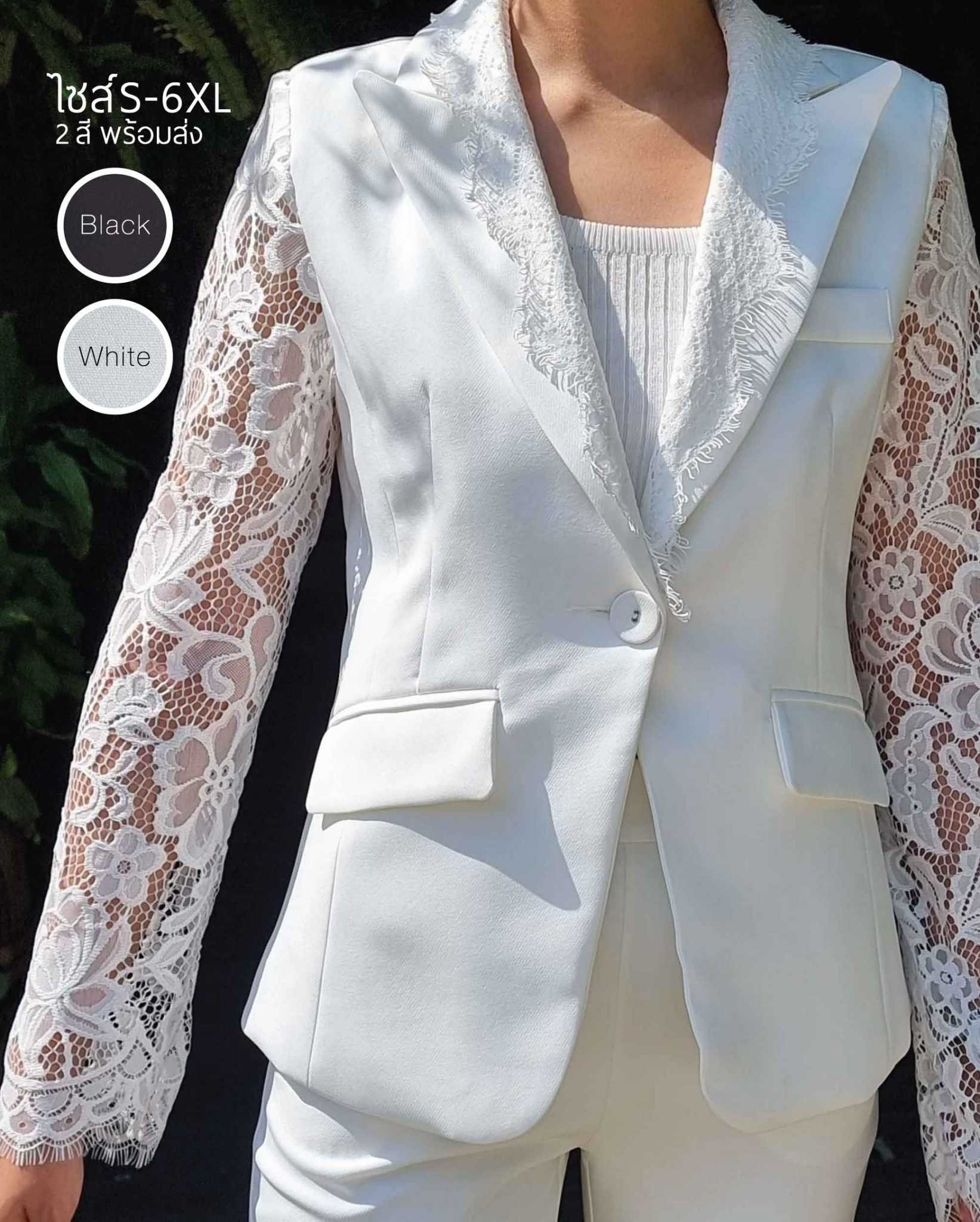 2303 เสื้อสูทแขนลูกไม้ซีทรู