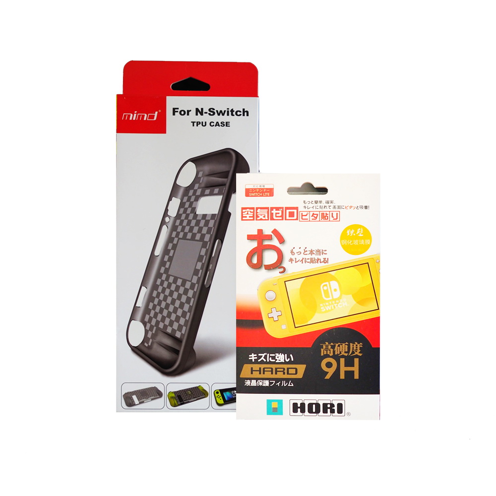 Nintendo Switch Lite TPU Card Grip + Screen Protector(Glass)